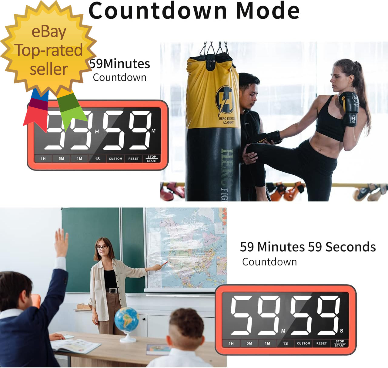 Digital Kitchen Timer with 7.8” Extra Large Display, Magnetic LED, with 3 Bright
