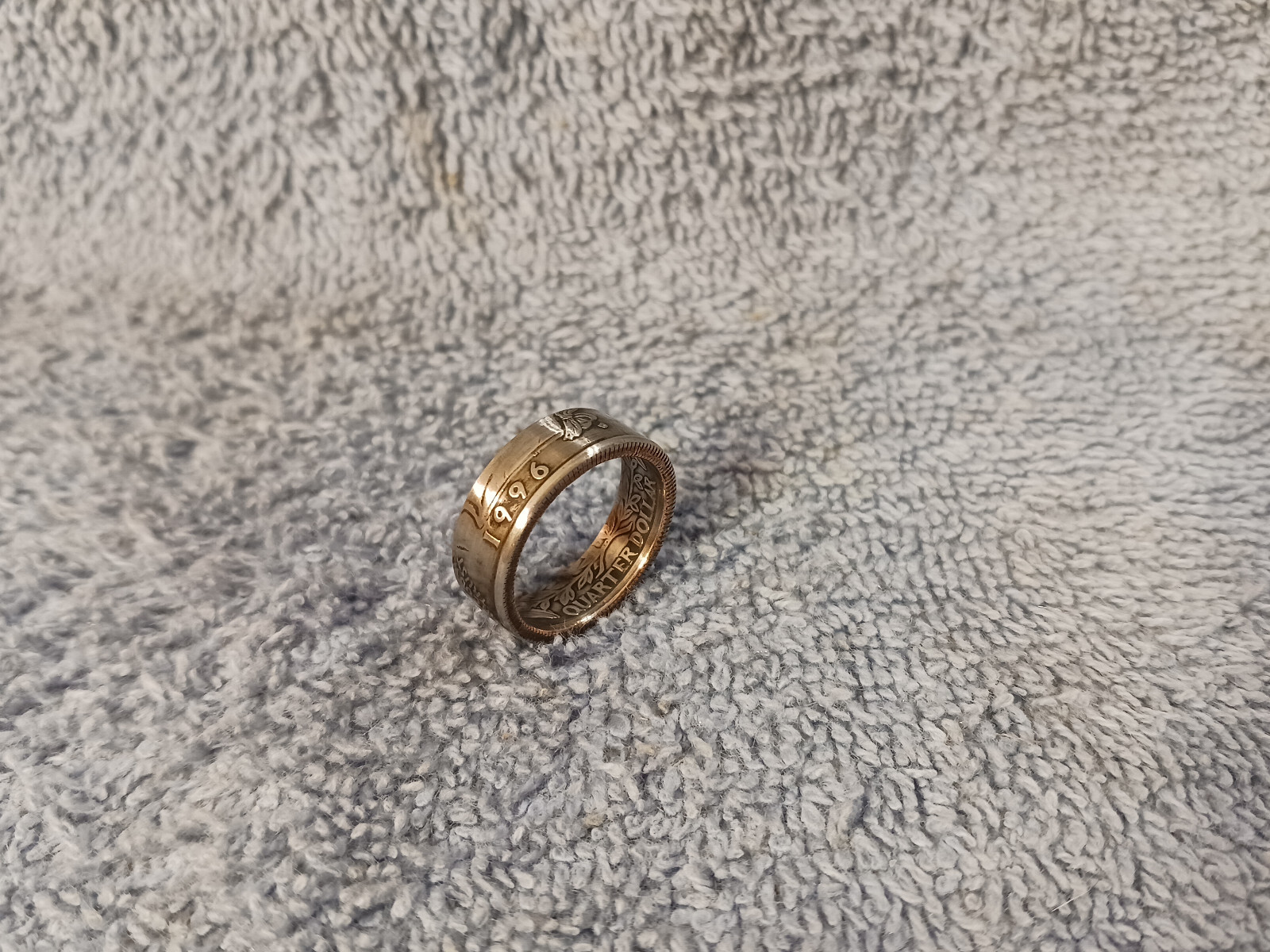 1996  Washington Quarters, Handmade Coin Ring, Size 6 -1/2  clad