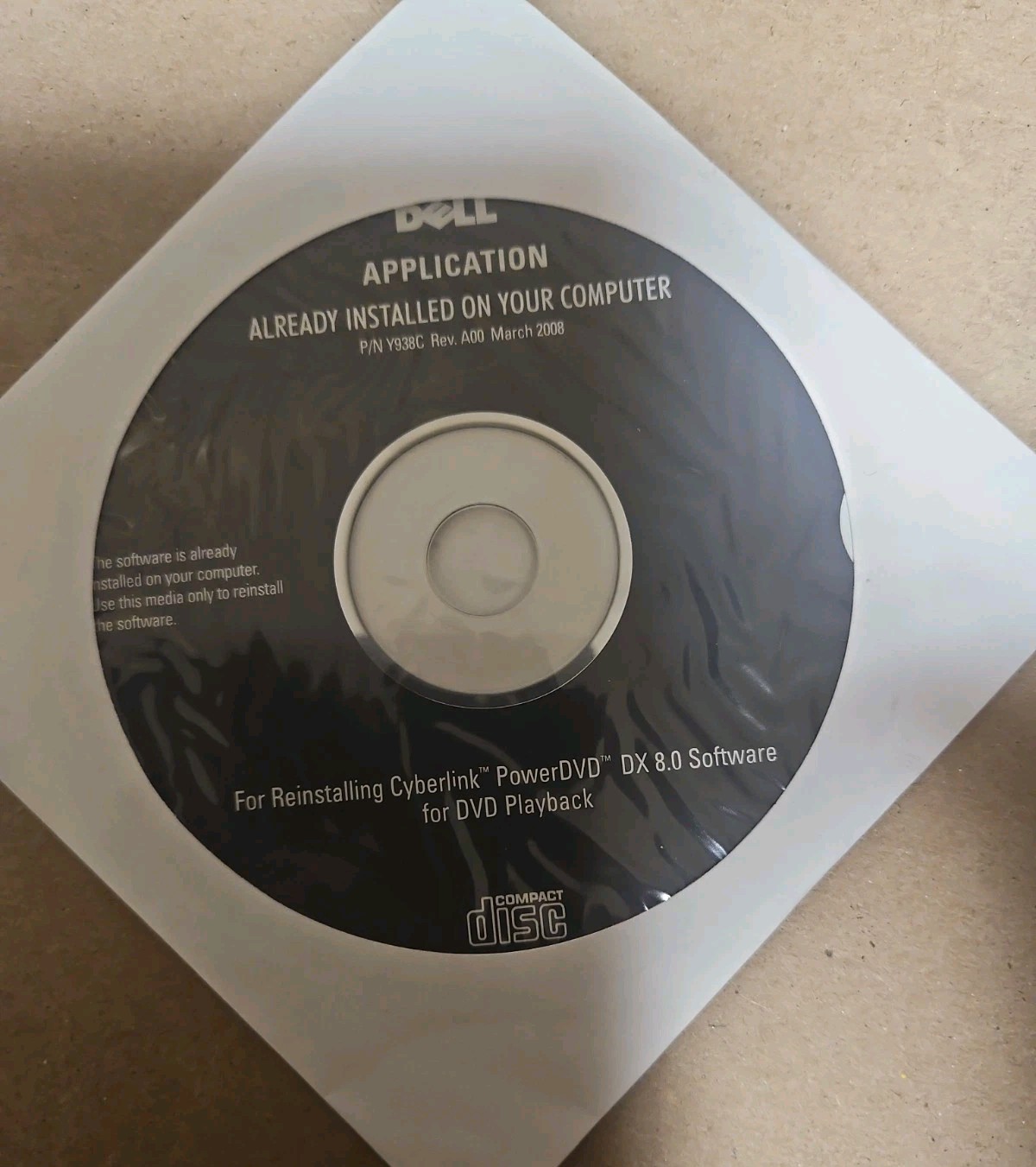 Dell Application Cyberlink PowerDVD Software PC Cd Rom