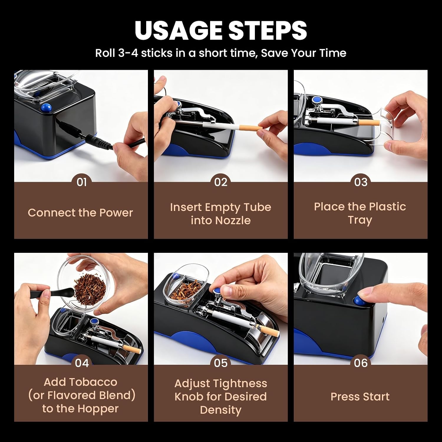 Automatic Electric Cigarette Rolling Machine Mini Tobacco Injector Roller