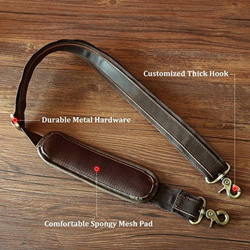 Polare Full Grain Leather Adjustable Replacement Shoulder Strap with Dark Brown