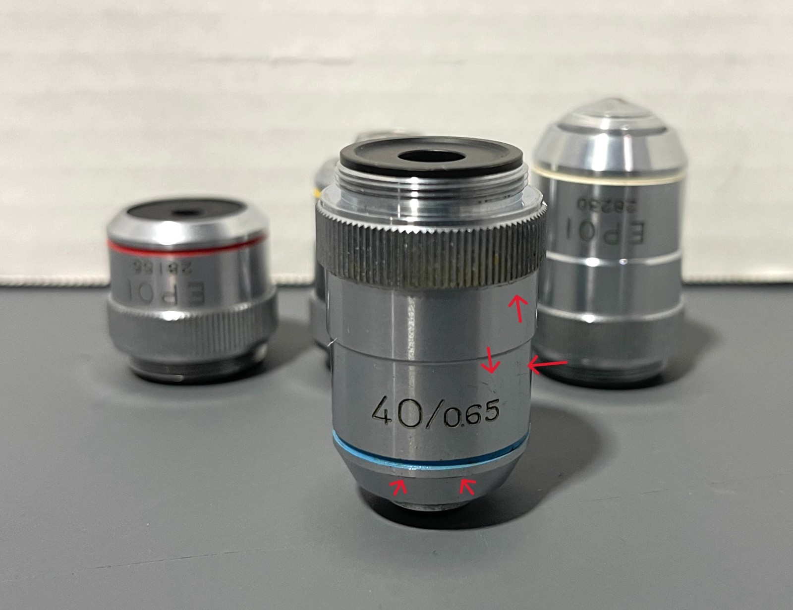 Mixed Lot of EPOI 4/0.13 10/0.25 40/0.65 OiL 100/1.25 Microscope Objectives