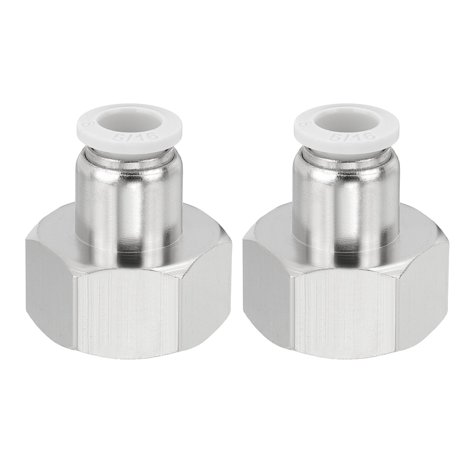 2 Pcs NPT Female 5/16 Inch OD x 1/2" NPT Thread Push to Connect Fittings, White