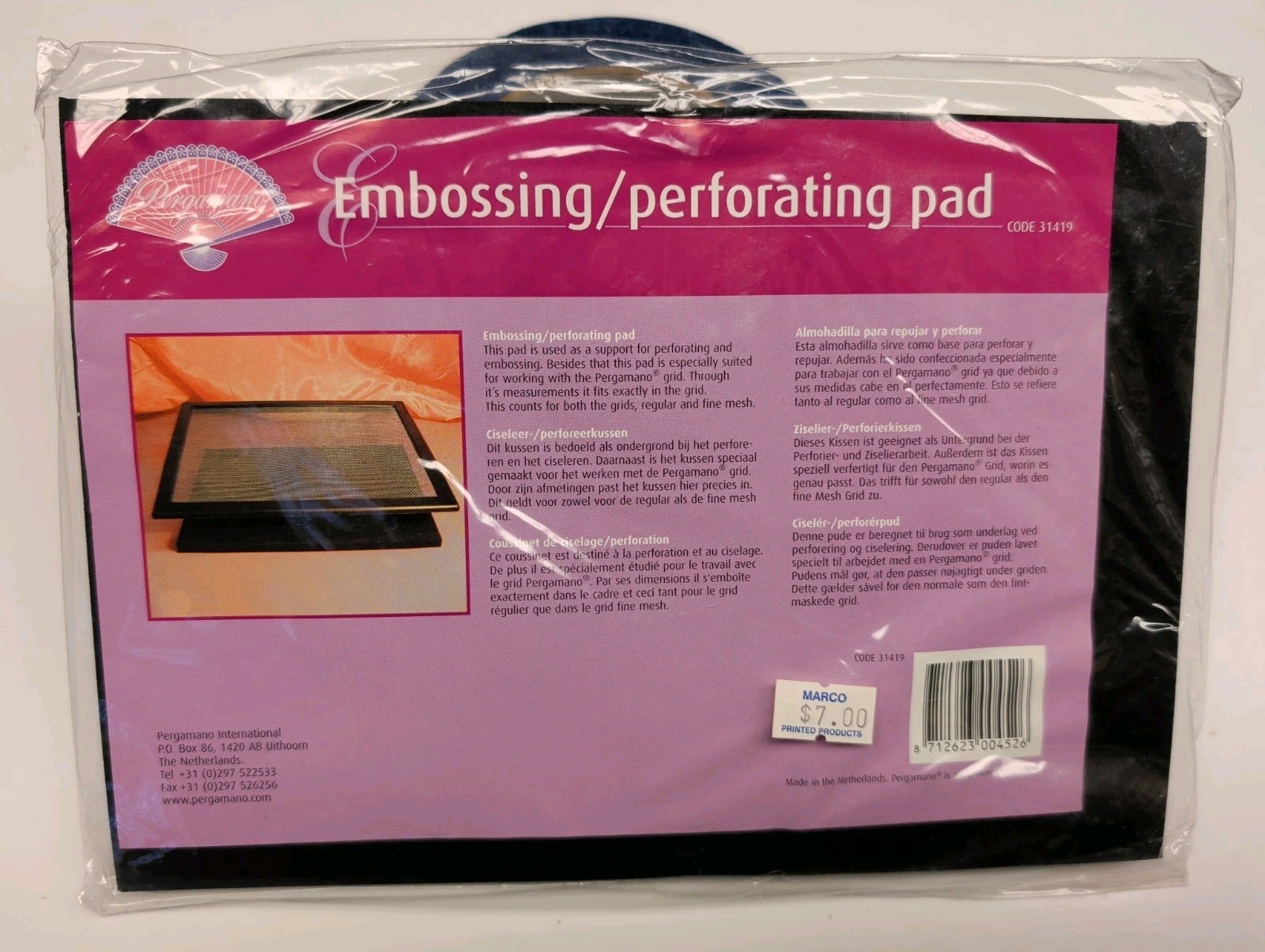 NIP Embossing/Perforating Pad By Pergamano Code 31419 Netherlands