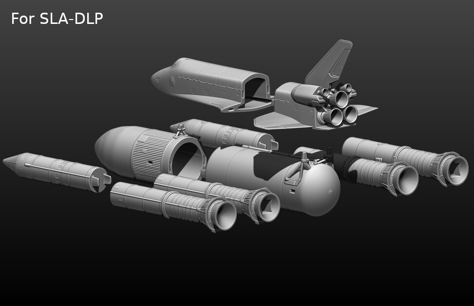 Space Shuttle FILE STL for all 3D printer 2 version platform take_off phase lamp