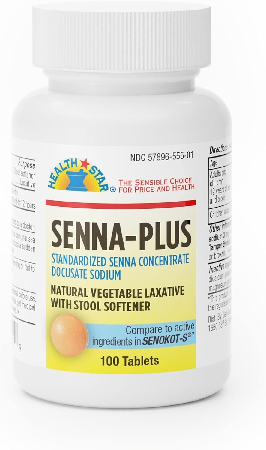 GeriCare Senna Plus Natural Laxative with Stool Softener, Docusate Sodium 50mg
