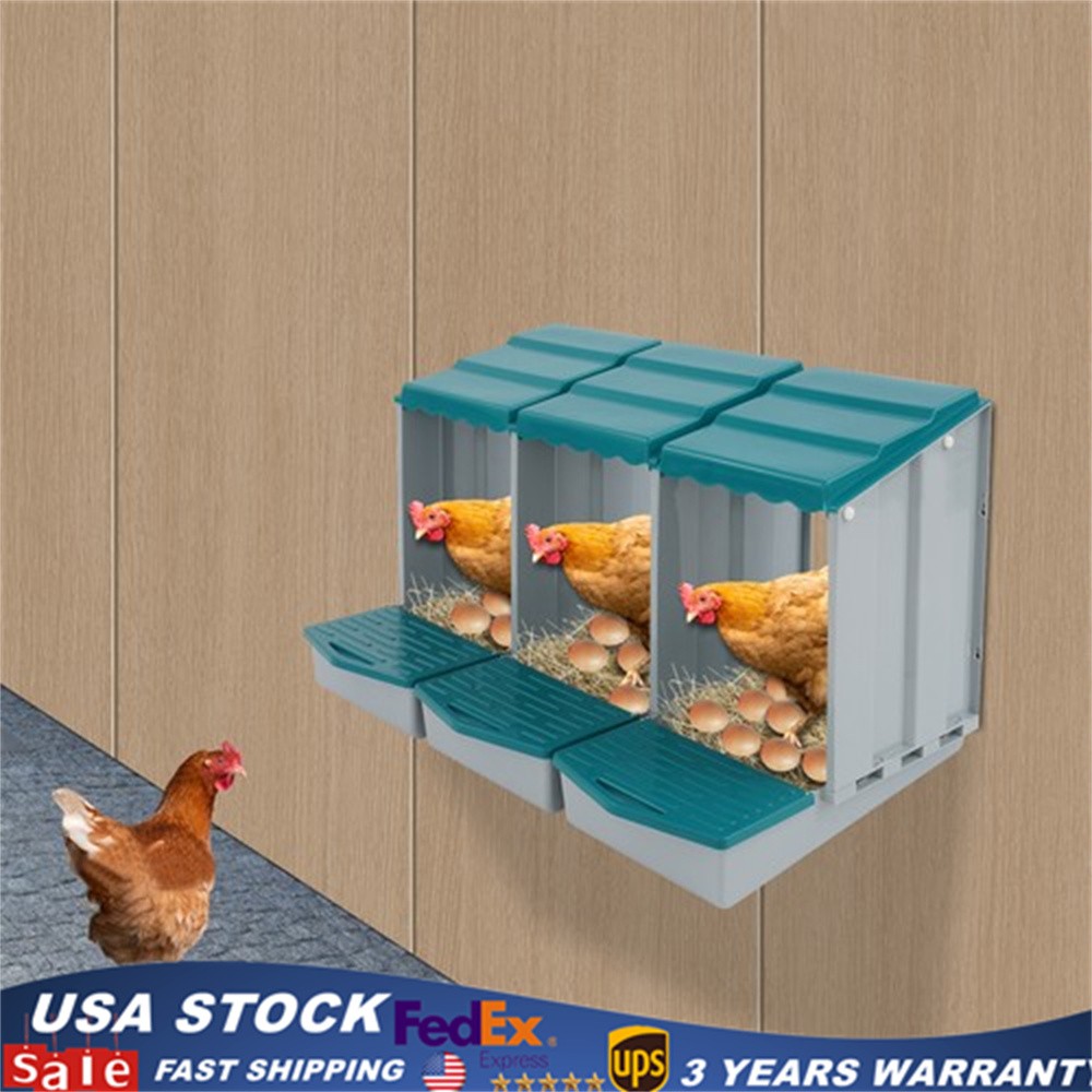 3 Compartments Hen Laying Box PP Chicken Egg Nexting Boxes for Chicken Coop