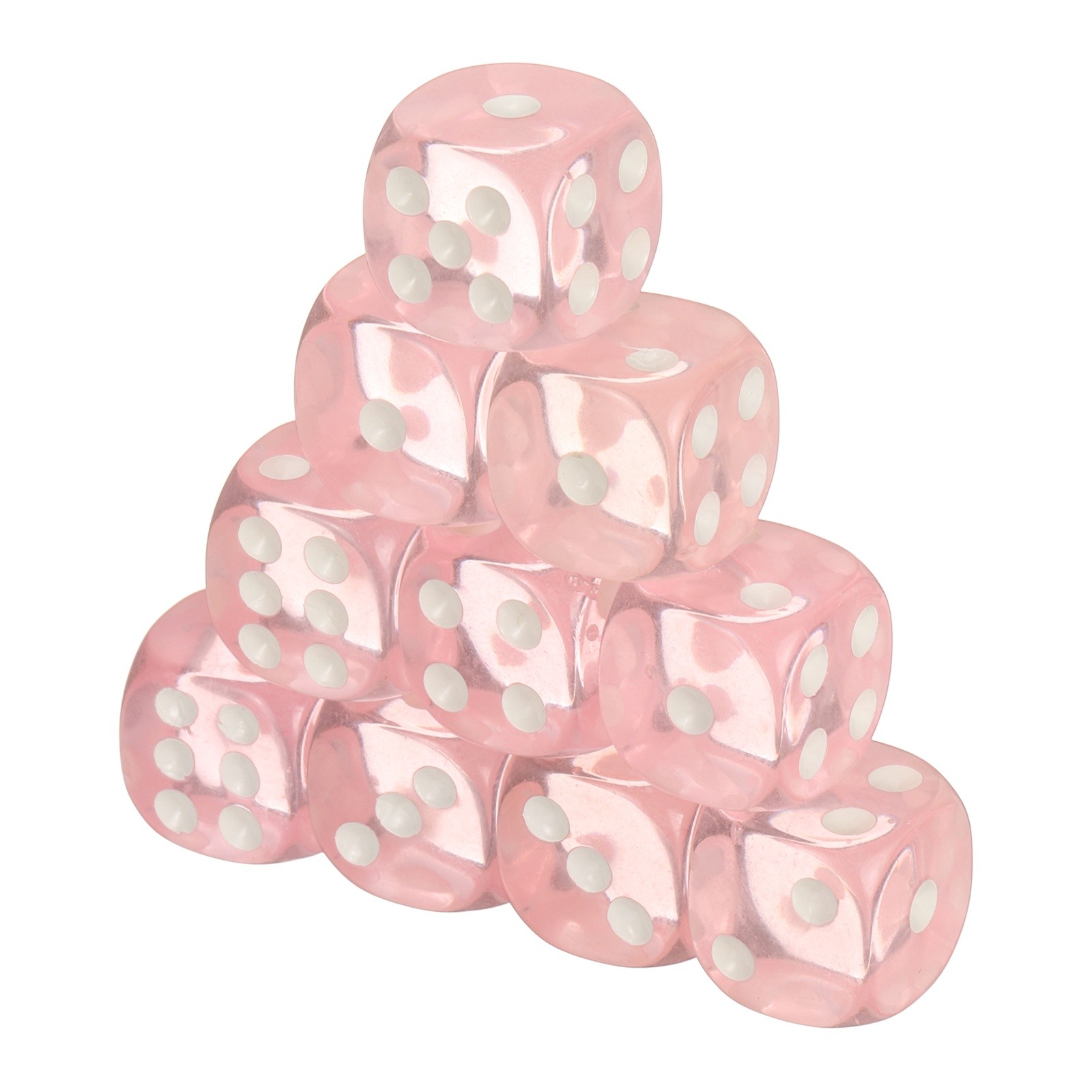 36Pcs Translucent Polyhedral Dice 16mm Square Dice W Rounded Edge, Pink
