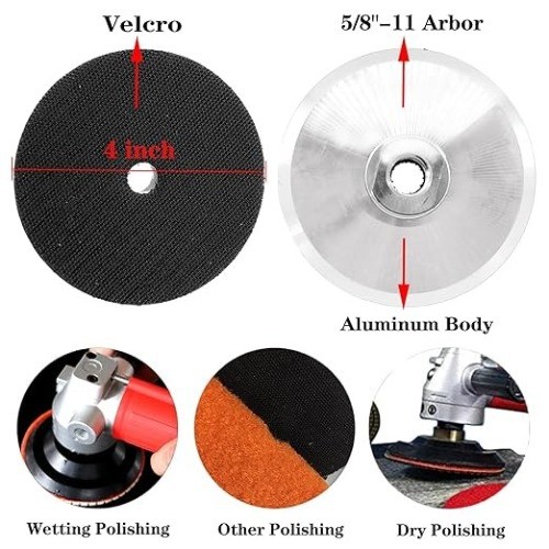 2pcs 4 Inch Backer Pad with 5/8”-11 Thread Hook and Loop Backing Pad for Polish
