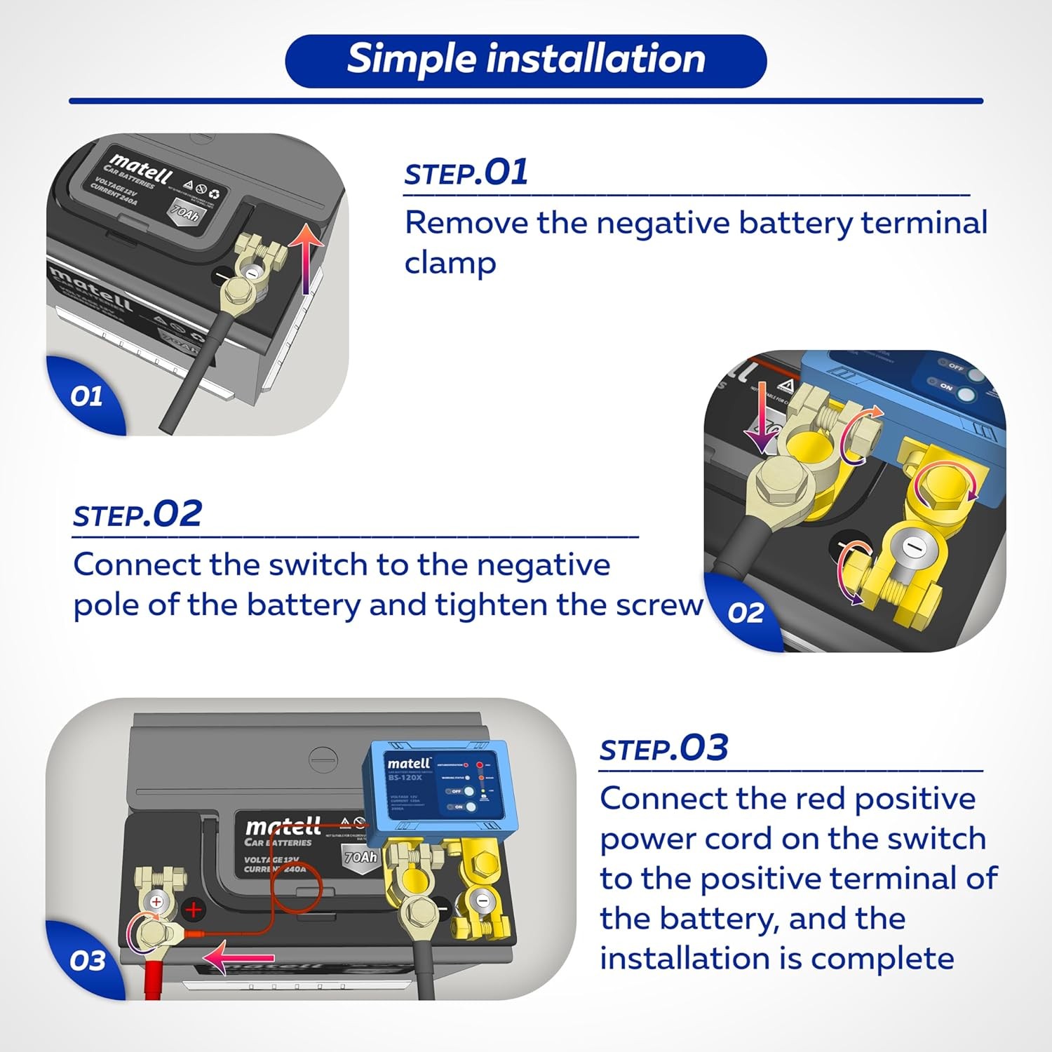 matell DC 12V Remote Battery Disconnect Switch Smart Voltage Control Battery...