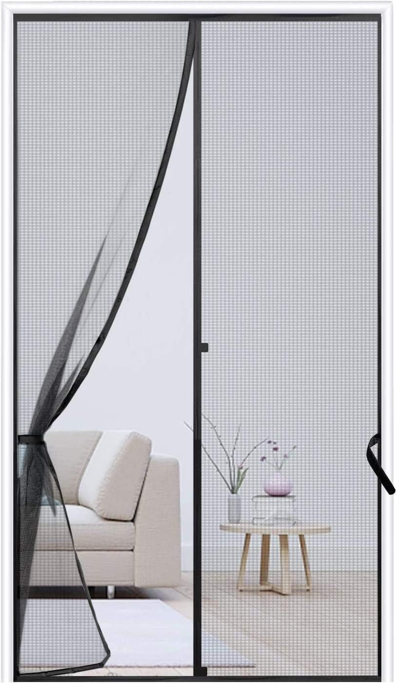 Malla mosquitera magnetica 38x82 cortina fibra vidrio gris marco completo