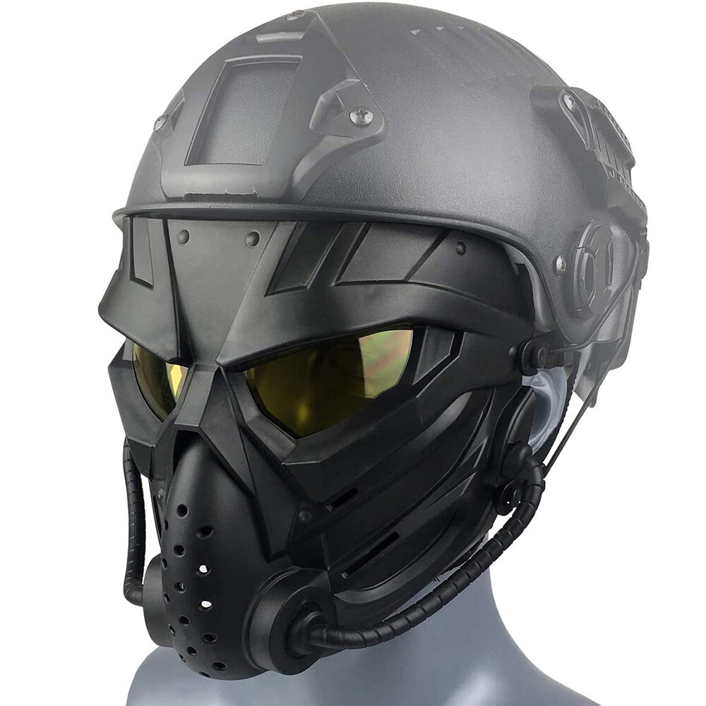 Tactical Airsoft Helmet with Full Face Protective Mask kit for Hunting Cosplay