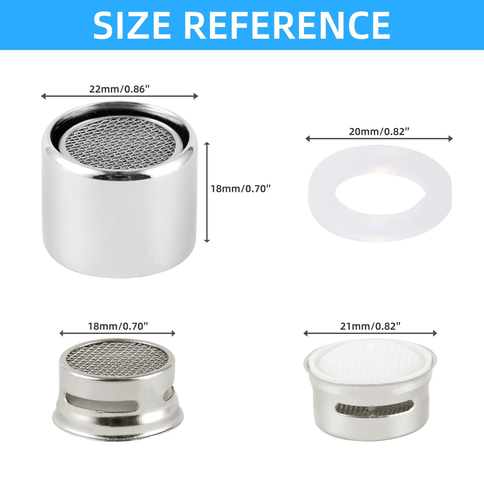 4 PCS Faucet Aerator, Kitchen Sink Aerator Faucet Filter with Solid Brass Shell