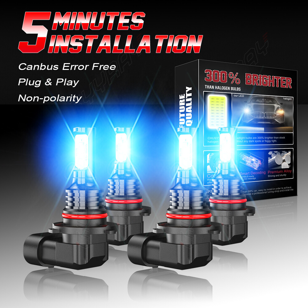 9005 9006 LED Headlights Kit Combo Bulbs 8000K High Low Beam Super Bright US