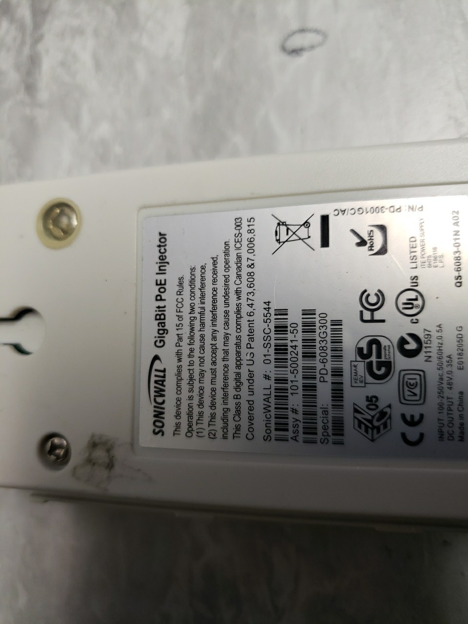 SonicWALL GigaBit PoE Injector free ship