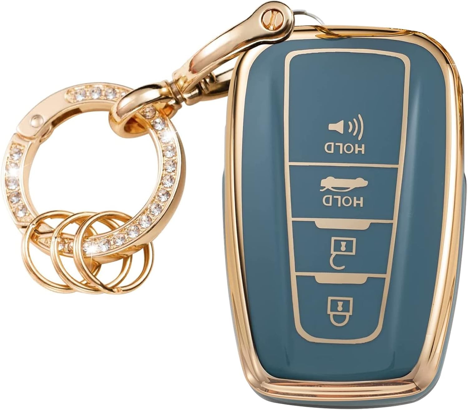 Key Fob Cover Soft TPU Protection Car Key Case Shell with Fashion Gold Bling Key