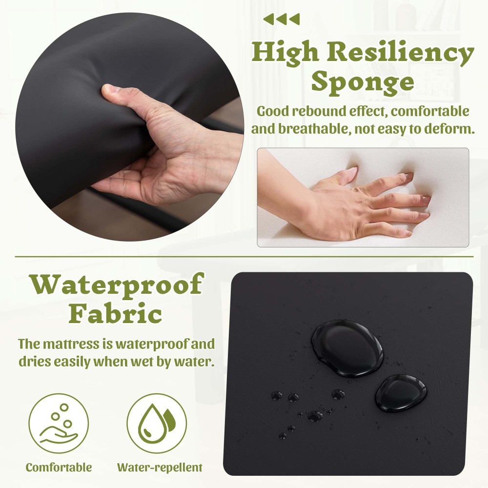 Professional Massage Table Adjustable Backrest Heavy Duty Waterproof PU Leather