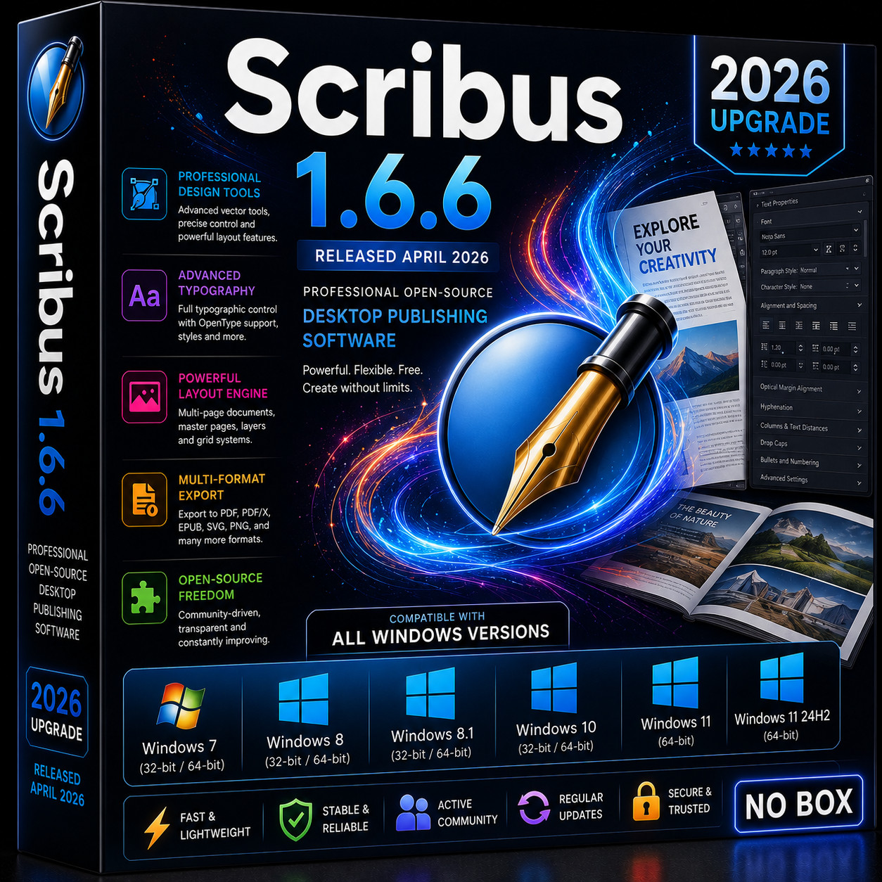 SCRIBUS 2026 PROFESSIONAL DESKTOP PUBLISHING SUITE v1.6.6 Software ~ Windows CD