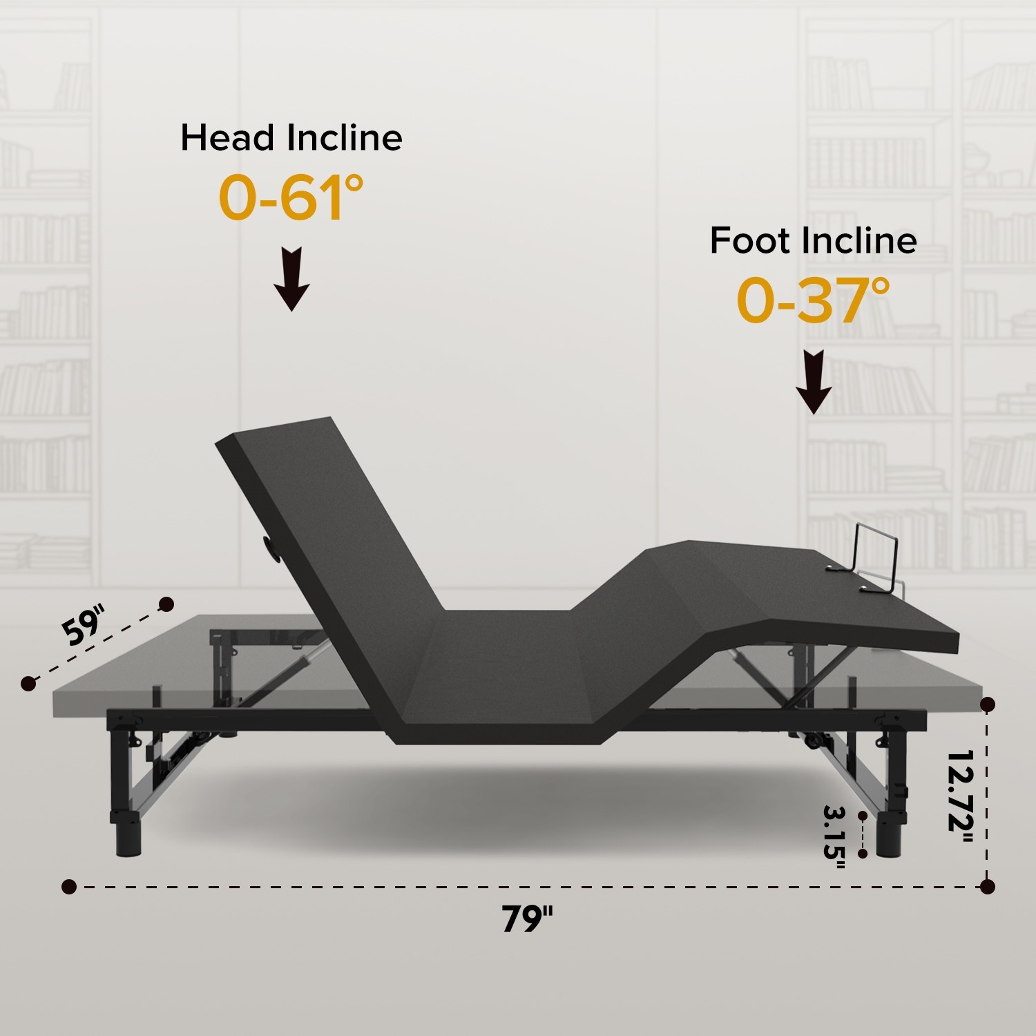 Queen/King Electric Bed Frame Adjustable Bed Base with Head Foot Incline Remote