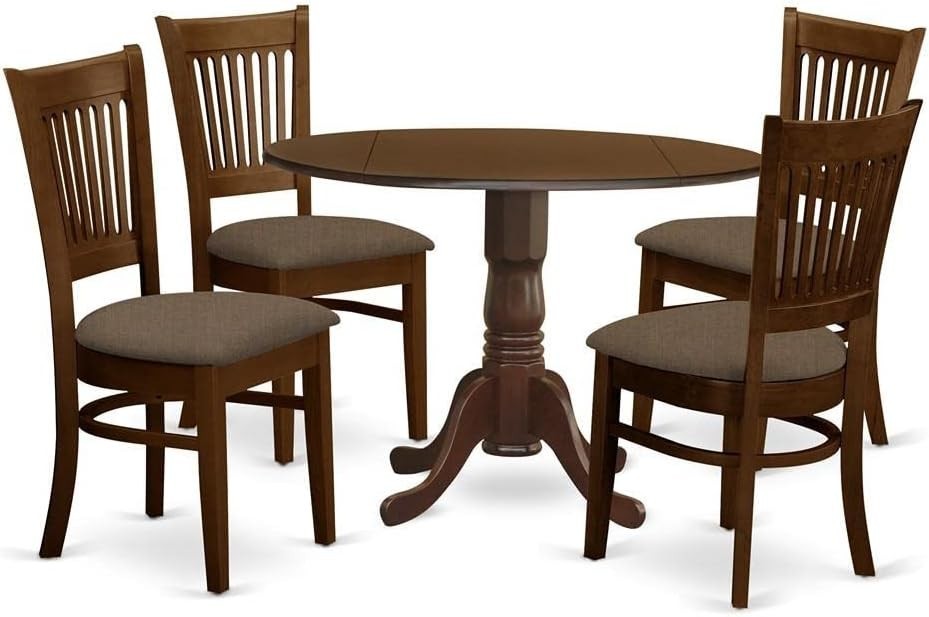 DLVA5-ESP-C 5 Piece Dining Set Includes a Round Dining Room Table with Dropleaf