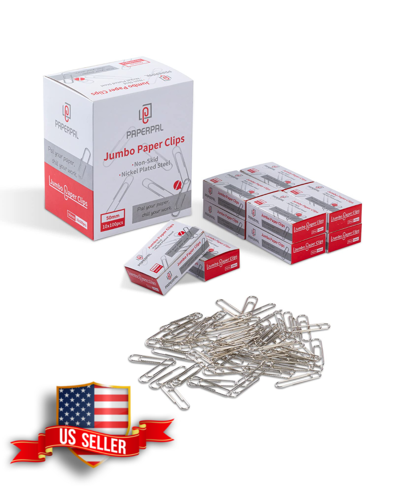 Jumbo Non-Skid Paper Clips 2" Silver Bulk Pack 1000 Count