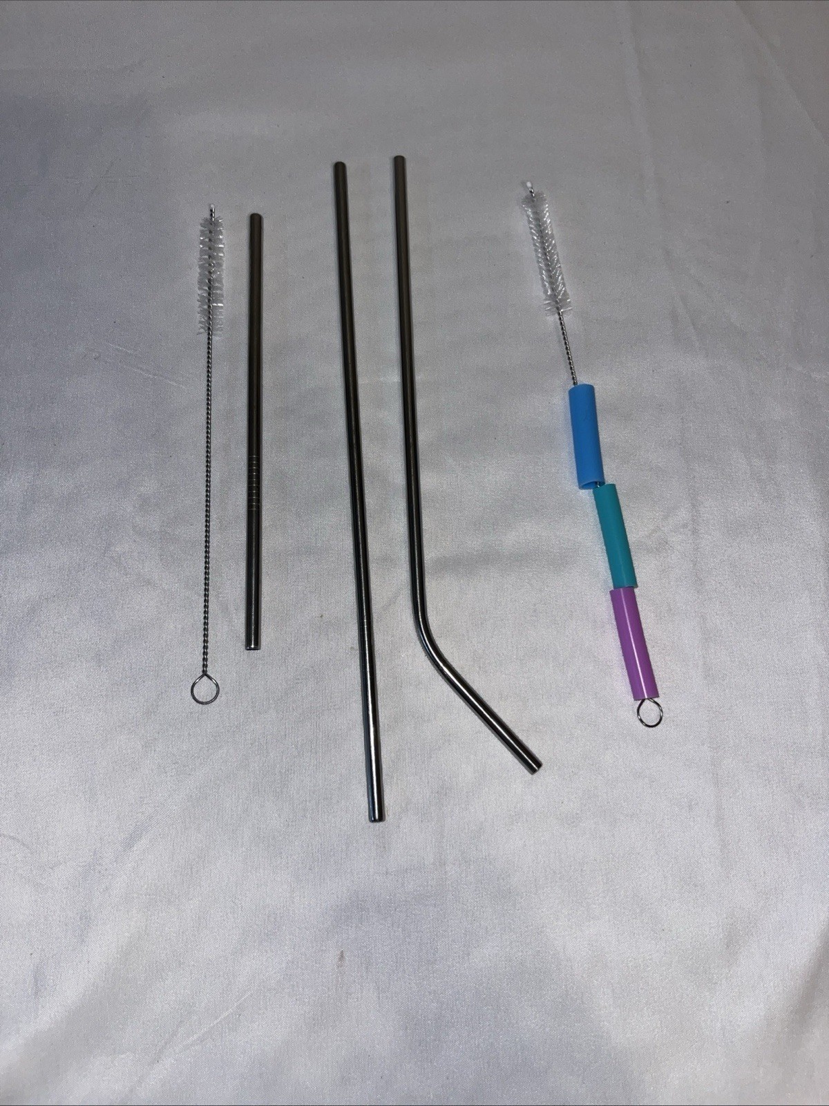 3 Reusable Stainless Steel Drinking Straws & 2 Cleaning Brushes