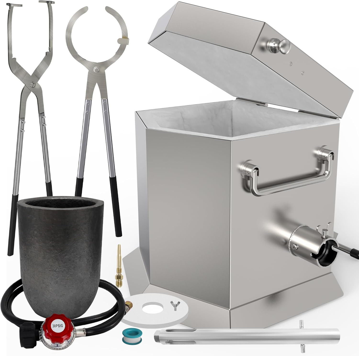 CANALHOUT 12KG/26.5lbs Propane Melting Furnace Kit with Two Tongs and Crucible