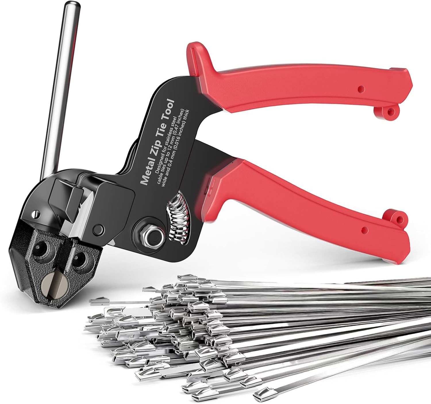 Metal Zip Tie Tool with 100 PCS 11.8 Inch 304 Stainless Steel Zip Ties, Heavy Du