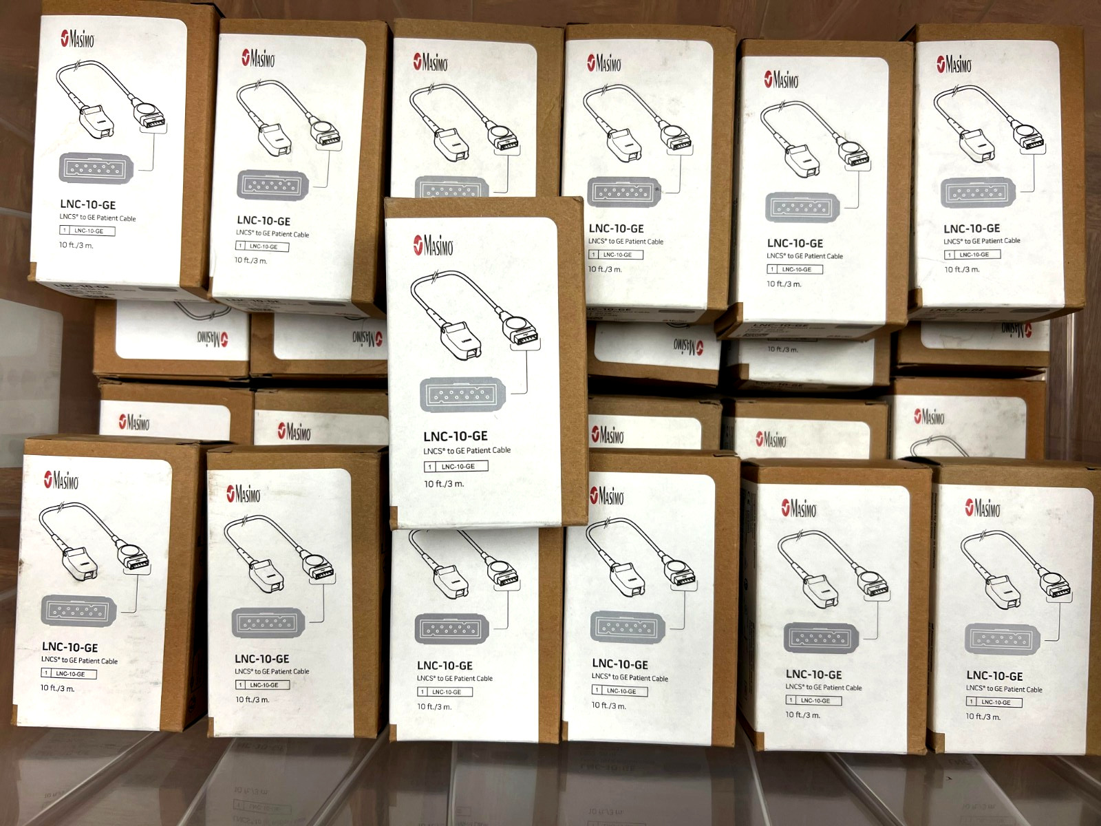 LOT OF 25 New Masimo OEM LNCS LNC-10-GE 10ft SpO2 Cable REF 2016 Genuine