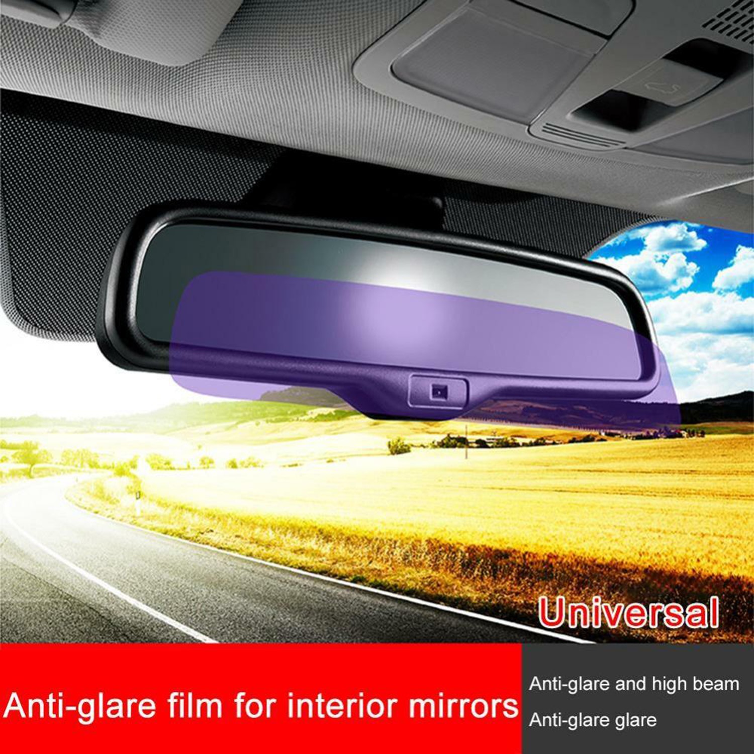 Car Inner Rearview Mirror Anti-glare Film Anti-reflective Sticker 200*50mm