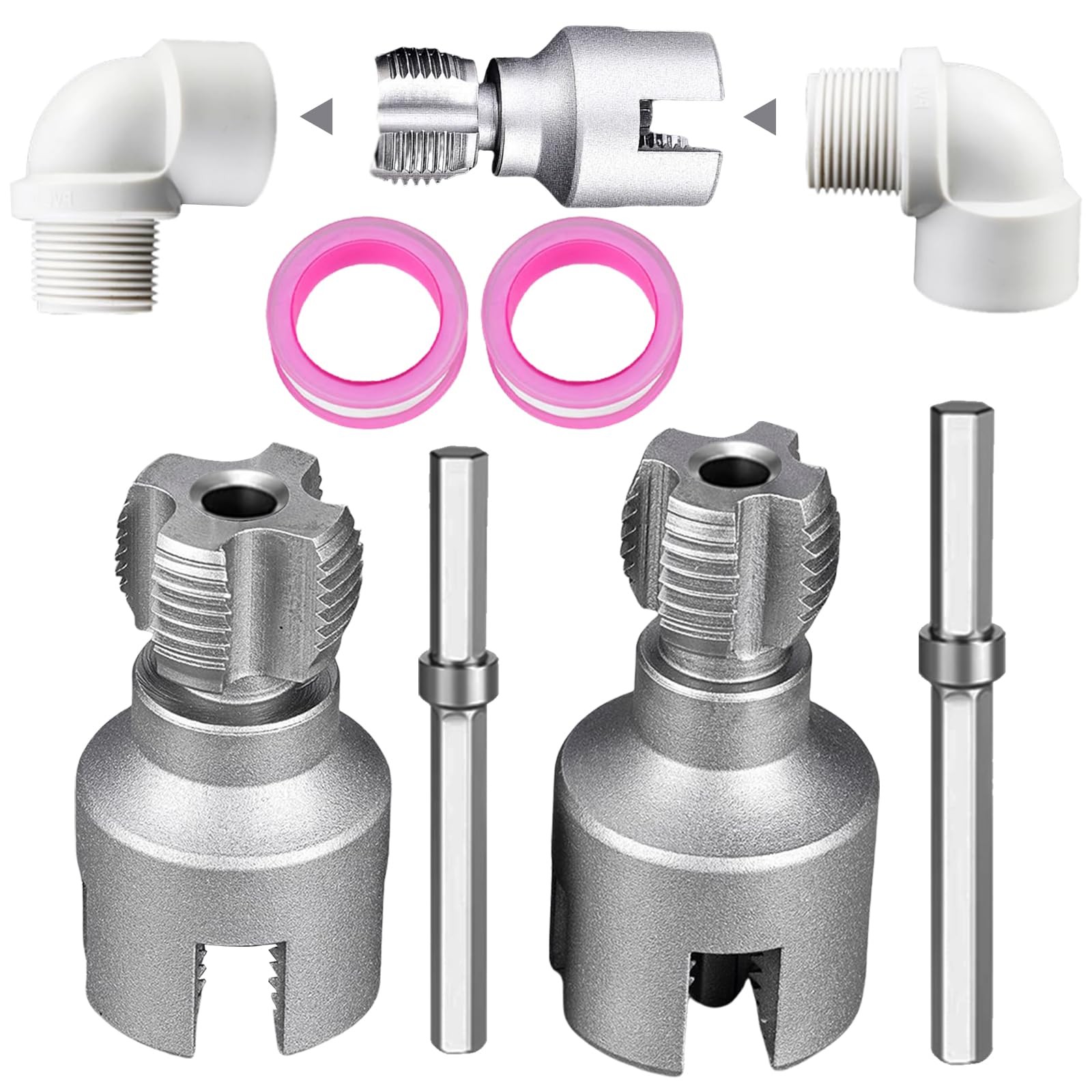 2 Pcs Integrated Internal & External Pipe Threading Tool, PVC Pipe Threader -...