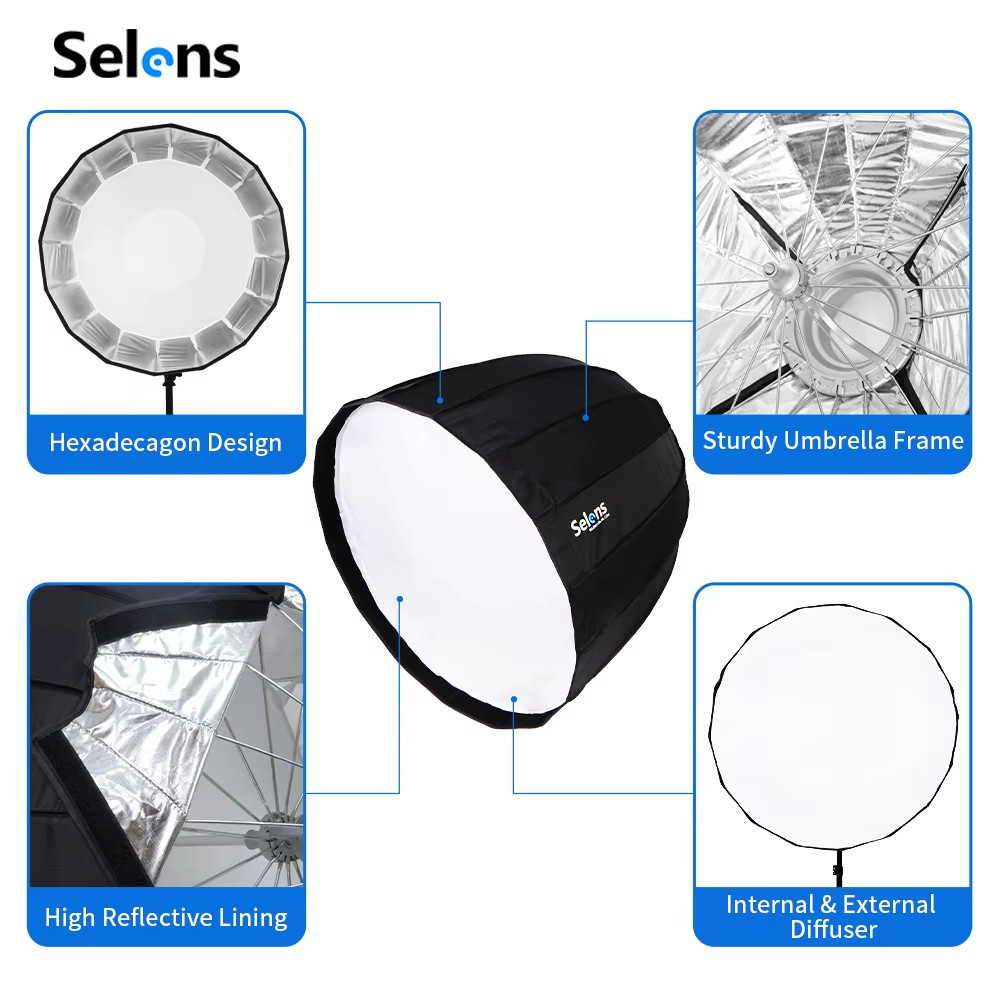 Foldable Quick Setup 90cm Photo Studio Hexadecagon Umbrella Softbox Reflector fo