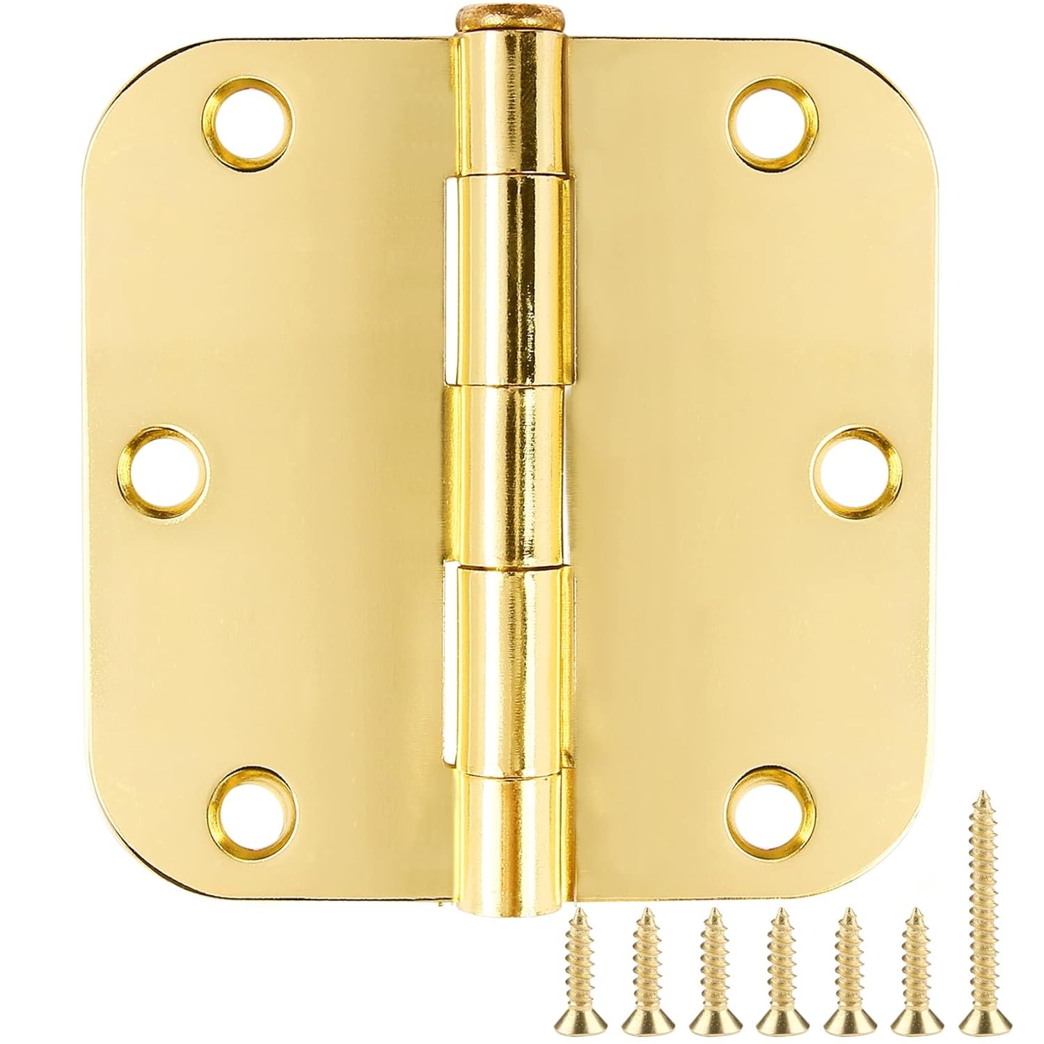 Door Hinges Polished Brass 3.5 Inch Door Hinges Gold 6 Pack 5/8" Radius Corners