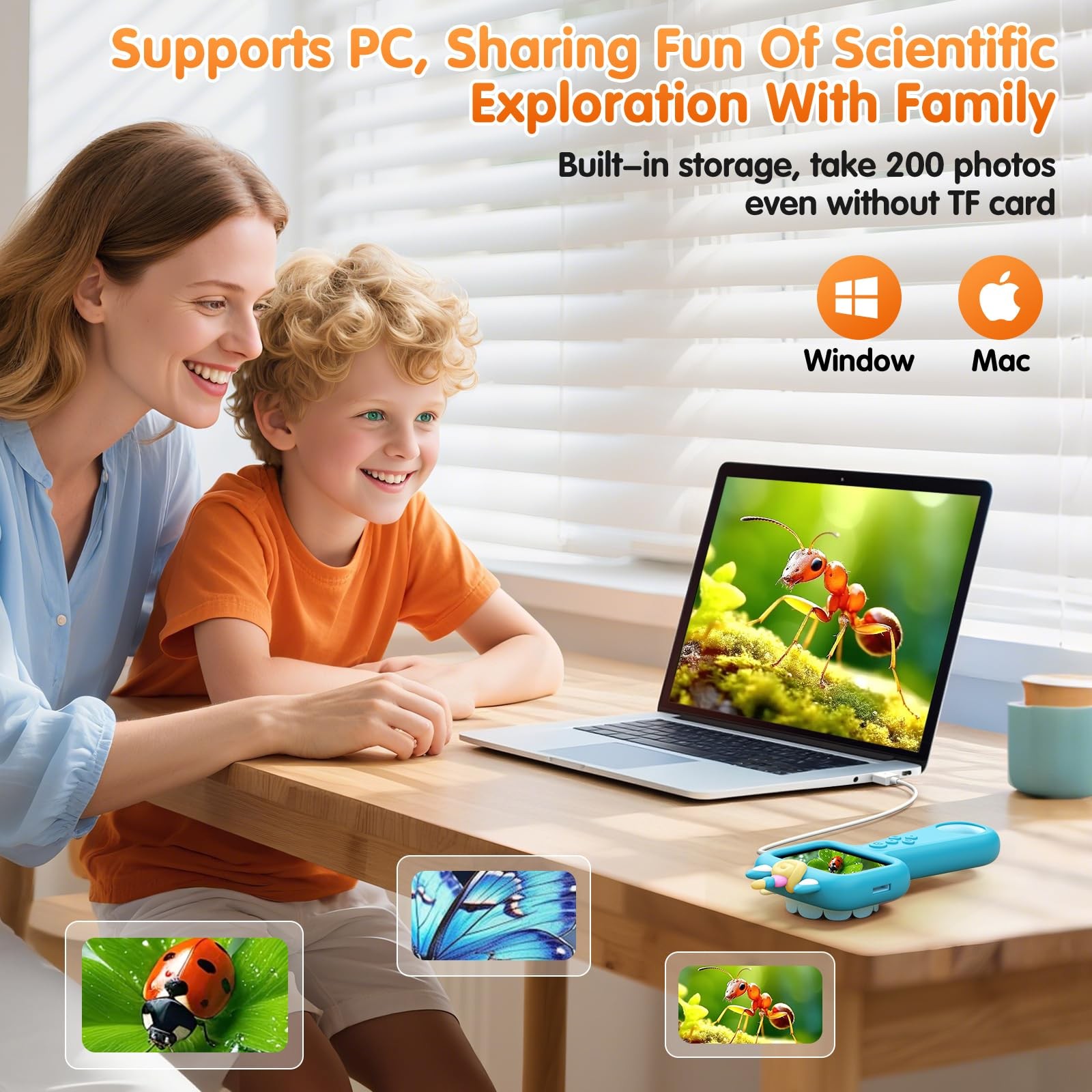 Pocket Microscope for Kids, 2.4" Screen 600X Portable Digital Microscope Hand...