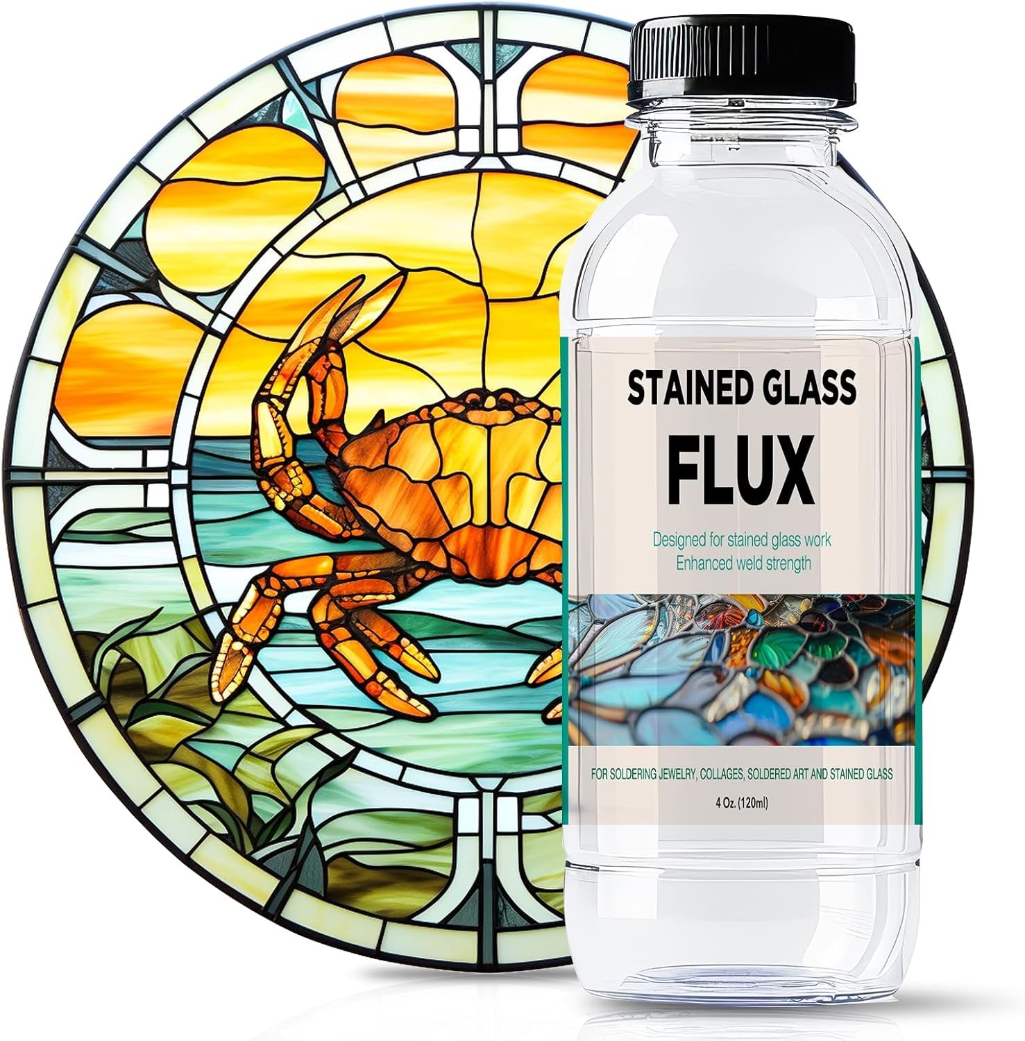 Liquid Zinc Flux for Stained Glass - 4oz - Stained Glass Flux for Soldering Work