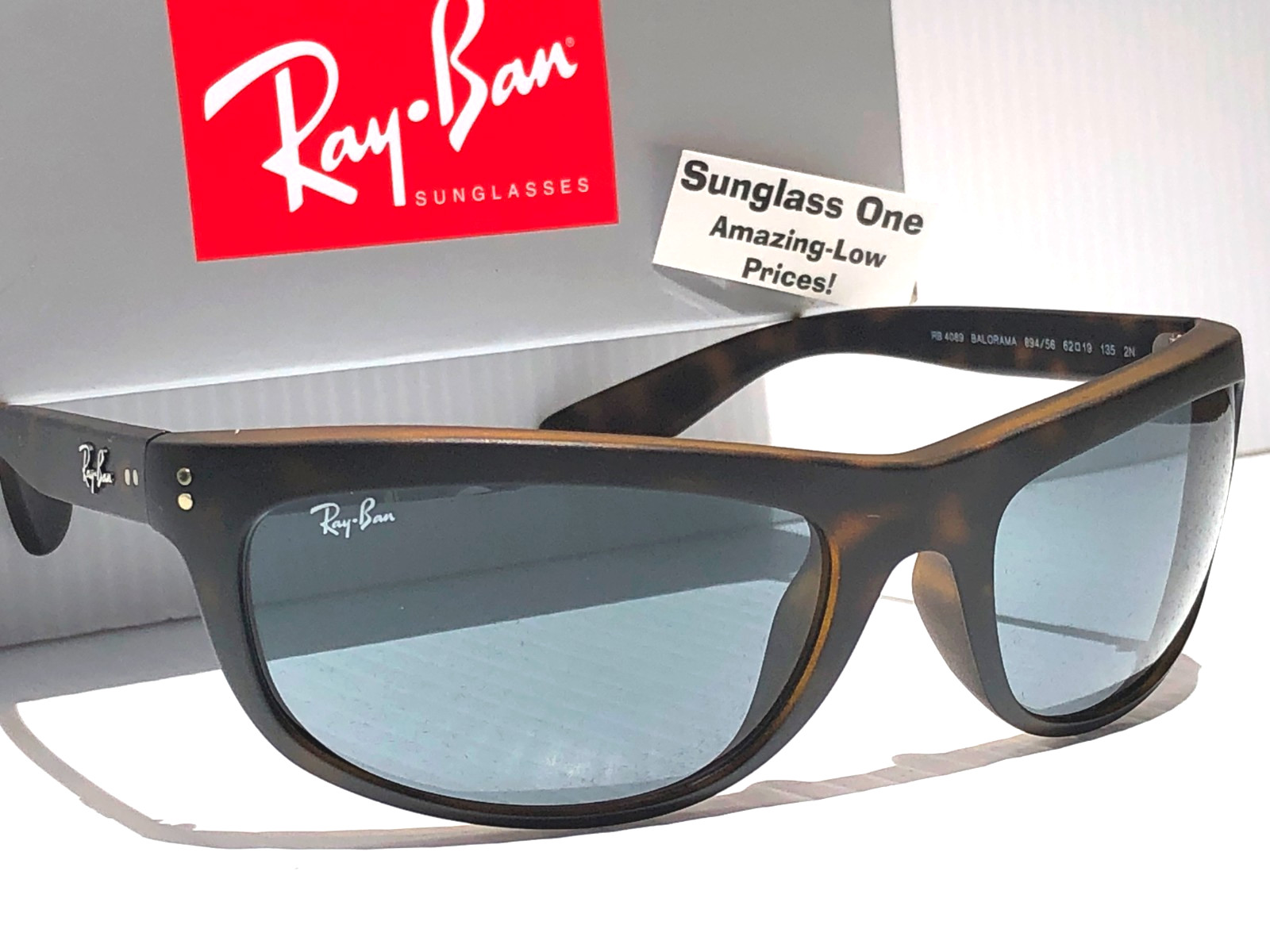 Ray Ban BALORAMA Matte Havana Frame Dark Blue Lens Sunglass RB 4089 894/56