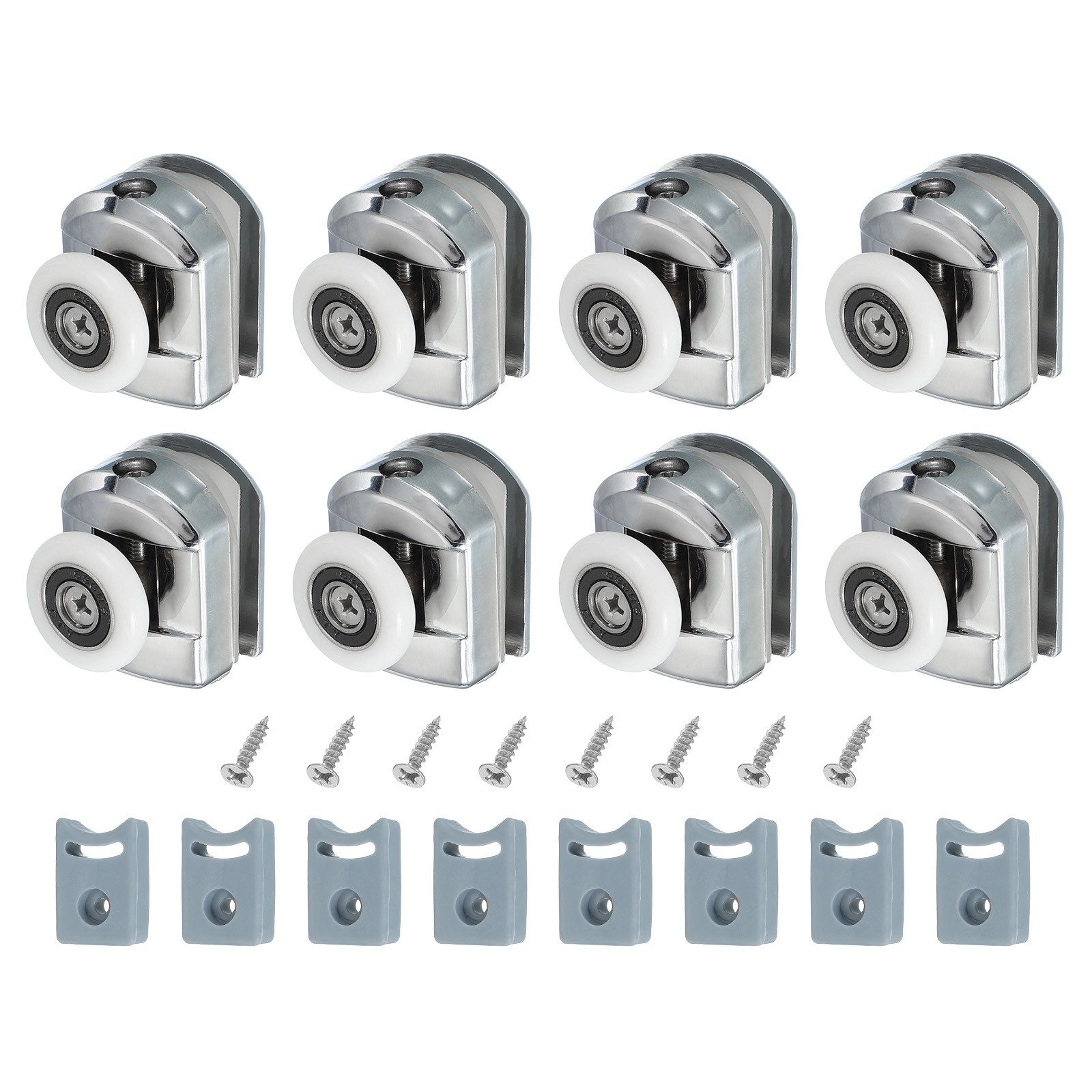 8Pcs 23mm Single Shower Door Rollers Copper Top Wheels Pulleys Guide Silver
