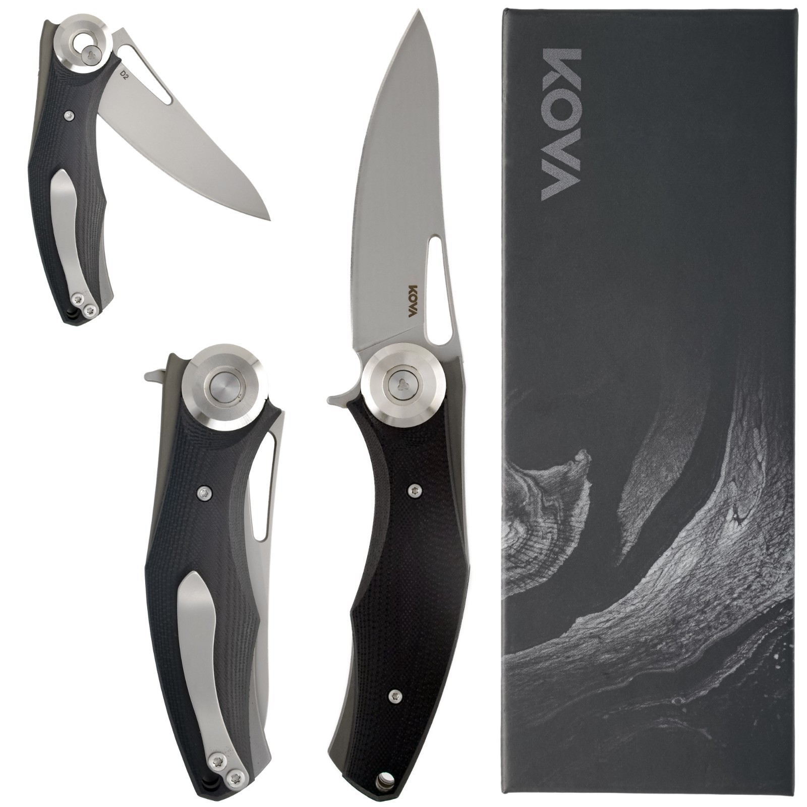 KOVA Phantom Folding Knife – 2.64″ D2 Drop-Point SS Blade, G10 Handle – 8.82 oz