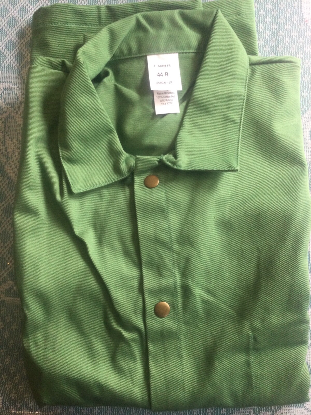 10 Green Cotton FR Welding Jacket I-Guard Large