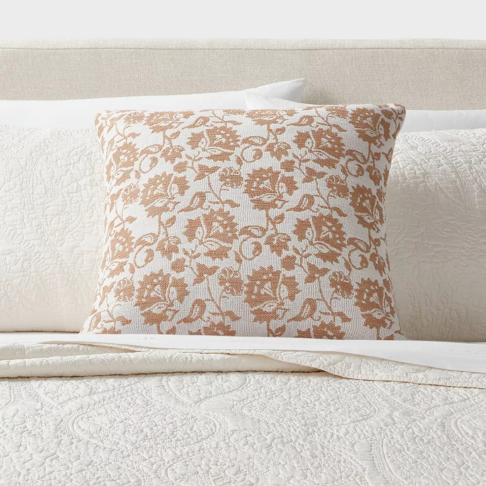 Printed Floral Dec Pillow Euro Brown - Threshold