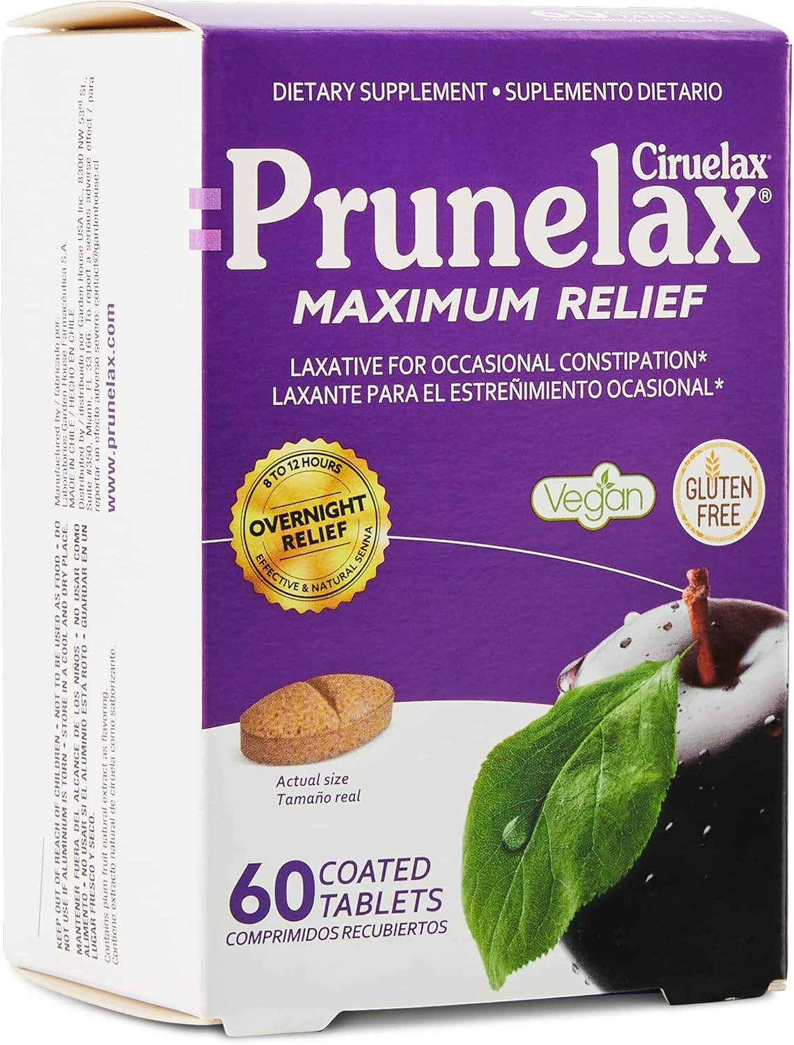 Ciruelax Maximum Relief Laxative Tablets with Natural Senna /60 Coated Tablets.