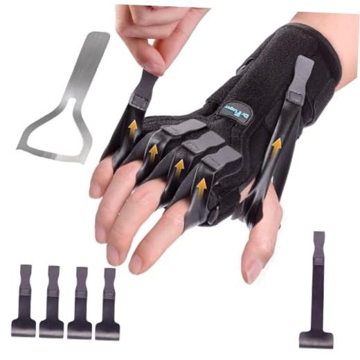 Radial Nerve Palsy Splint Brace for Wrist drop, 5 Fingers Extension, Black
