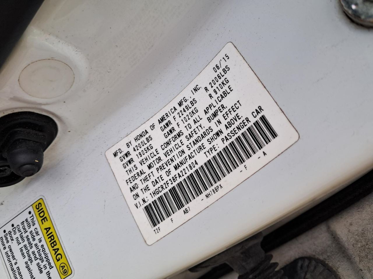 ACCORD 2015 Glove Box 4774691