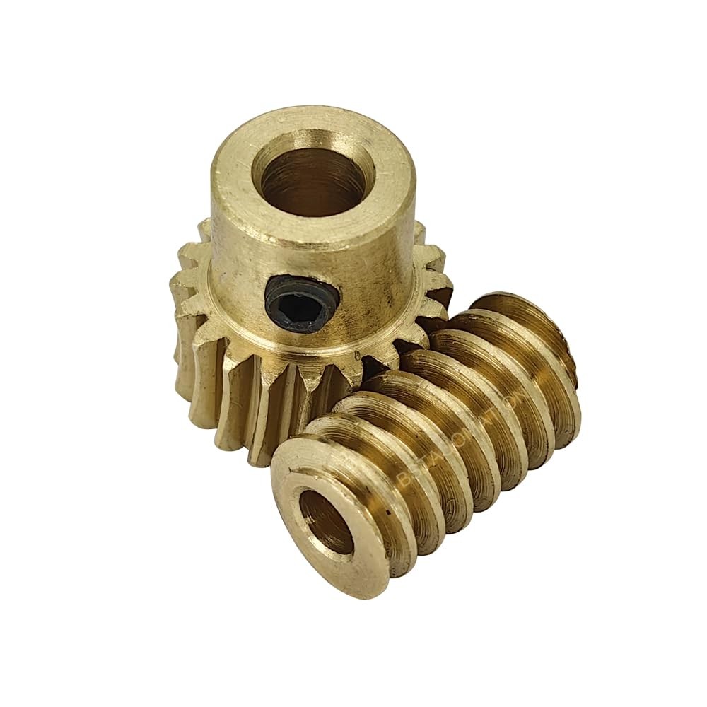 Brass Worm Gear Set - 0.5 Modulus 20T 20:1 Gear-5mm bore, Rod-3mm bore
