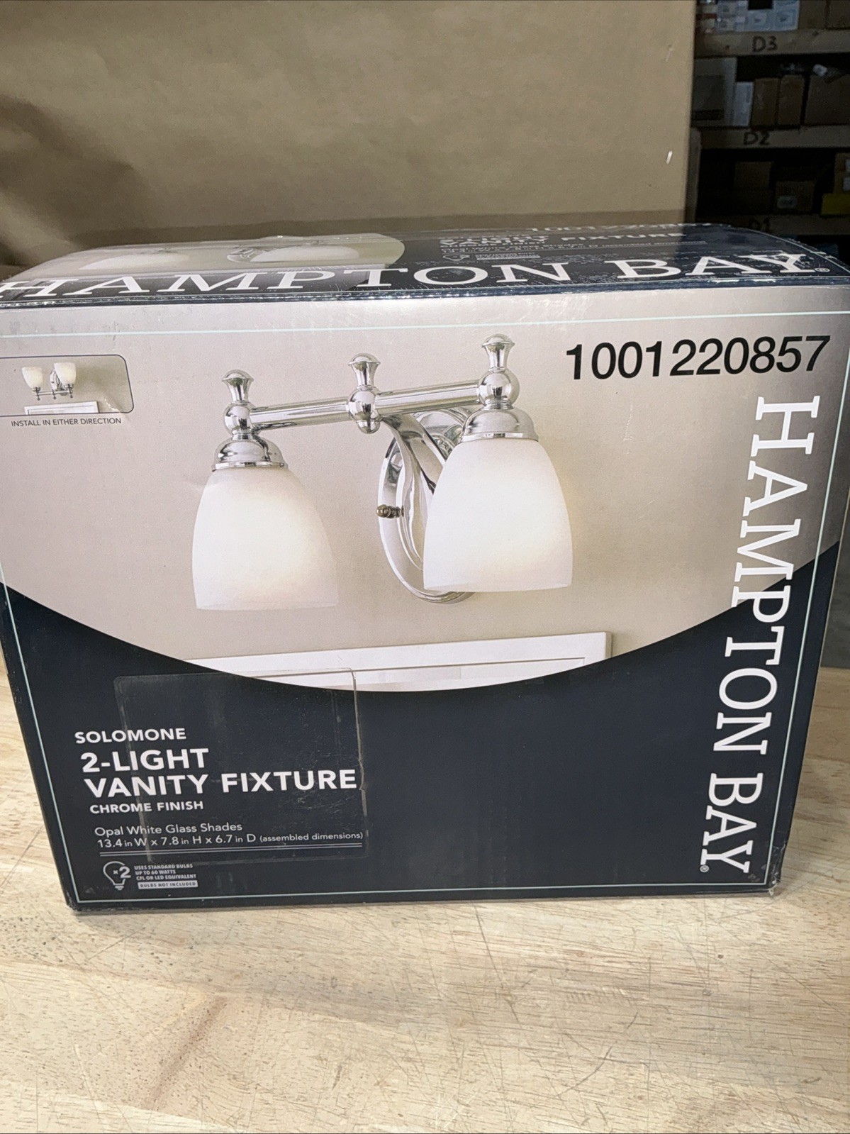 Hampton Bay Solomone 2-Light Polished Chrome Vanity Light with Opal Glass Shades