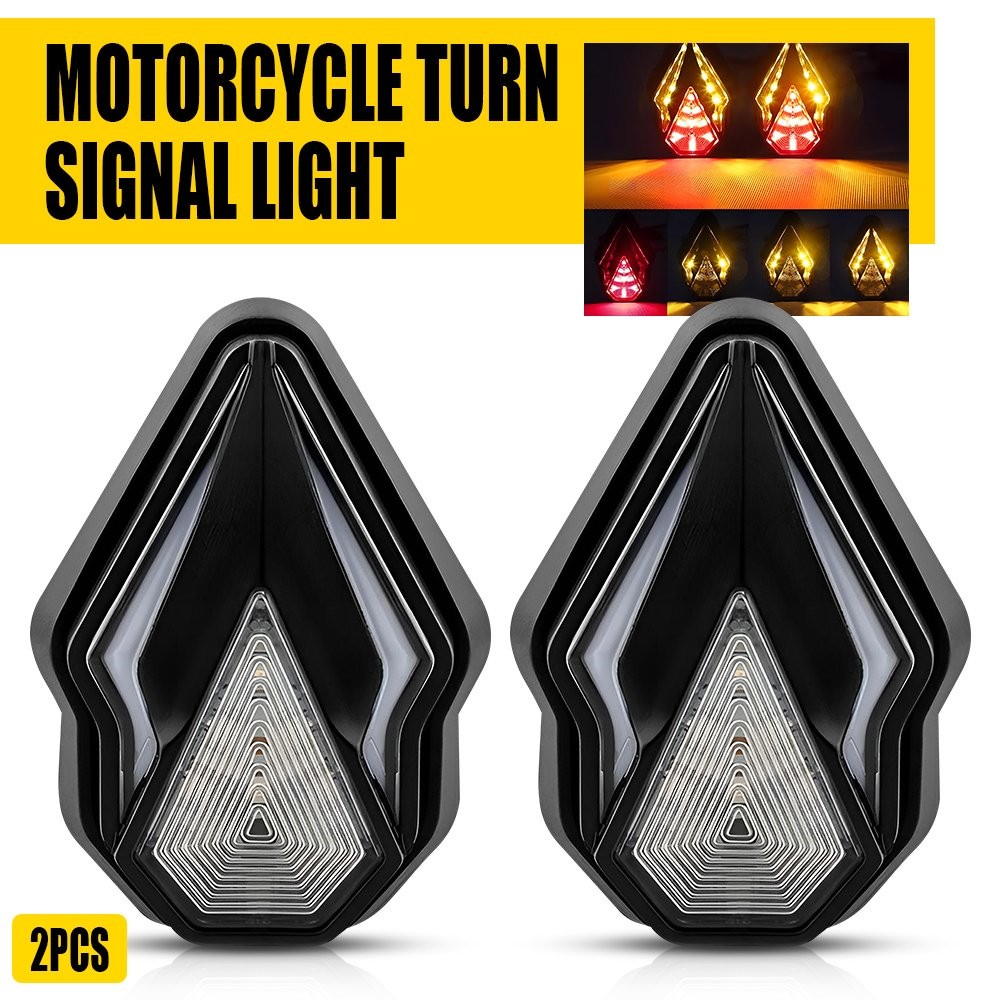 2X Motorcycle LED Turn Signal Lights Amber Bilnker & Red DRL Brake Indicator O