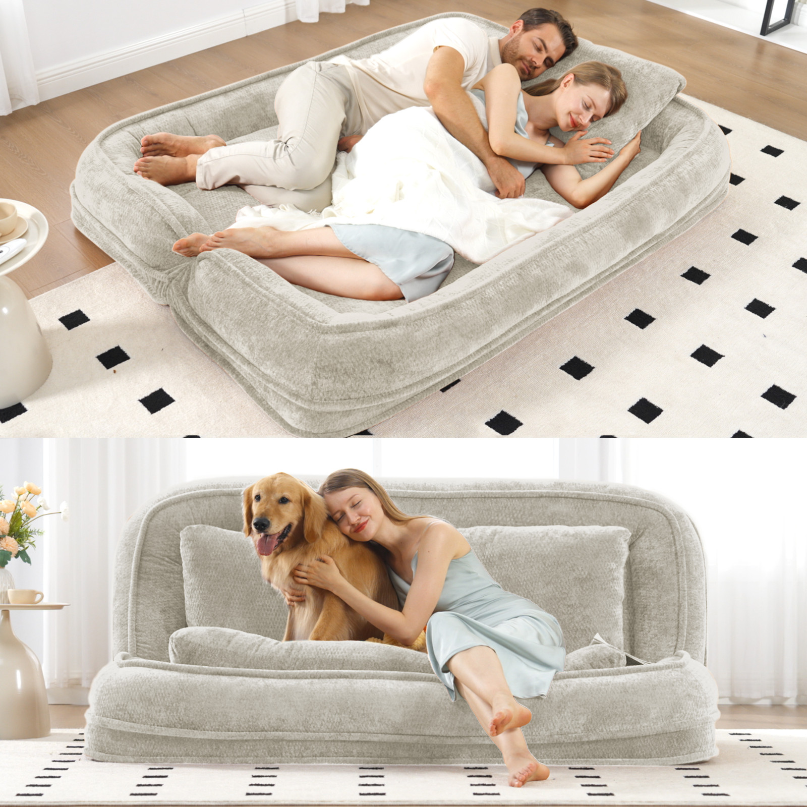 [NEW ARRIVED] [VIDEO PROVIDED] Double human dog bed,Lazy sofa ,Loveseat,Fits Y