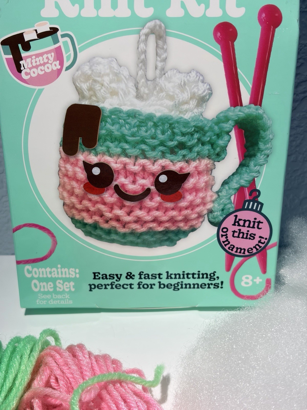 Itty Bitty Knit Kit Minty Cocoa Set Easy Fast For Beginners Age 8+ Pre-owned