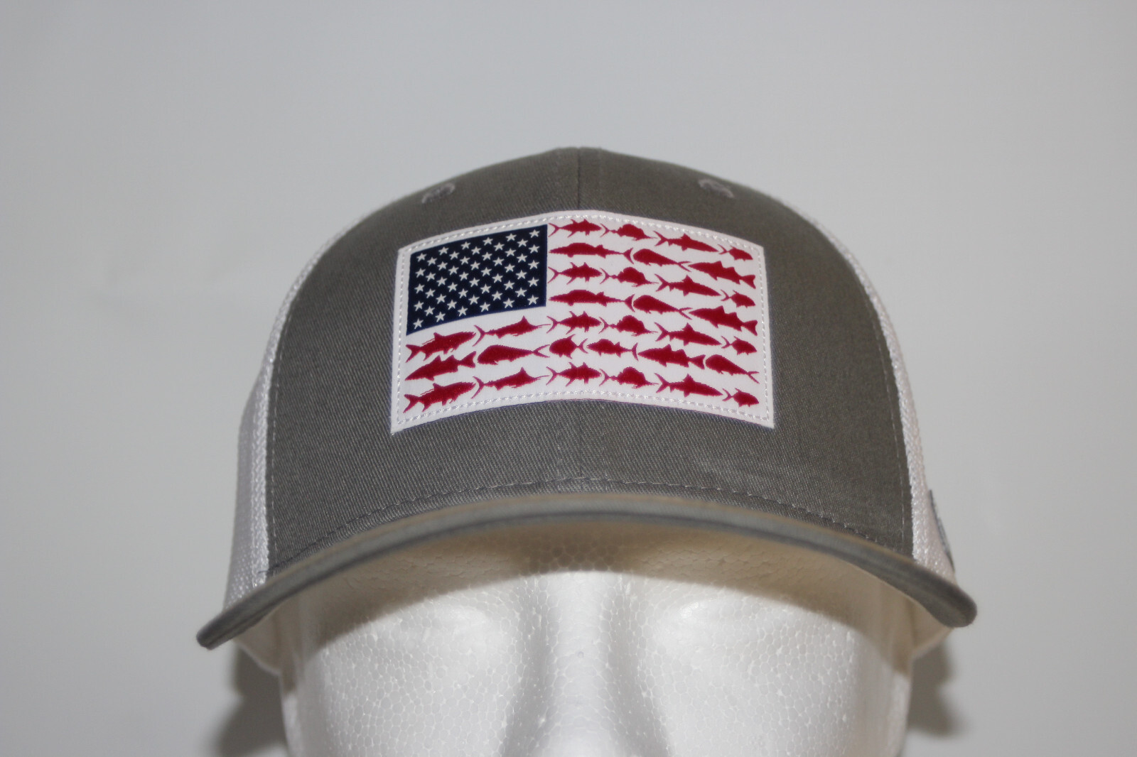 Columbia PFG Fish Flag Flexfit Fitted Mesh Ball Cap in Grey L/XL