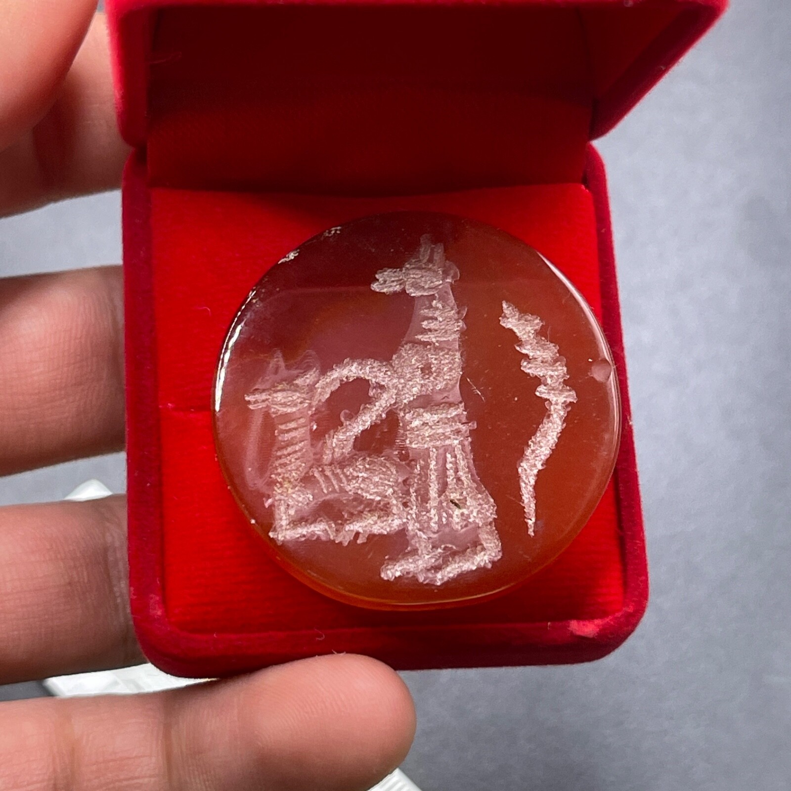 Near Eastern Natural Carnelian Agate Intaglio Old Seal Stamp Cabochon Amulet